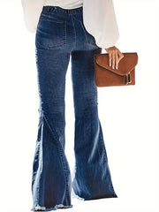  Women's Ripped High Rise Flared Leg Jeans