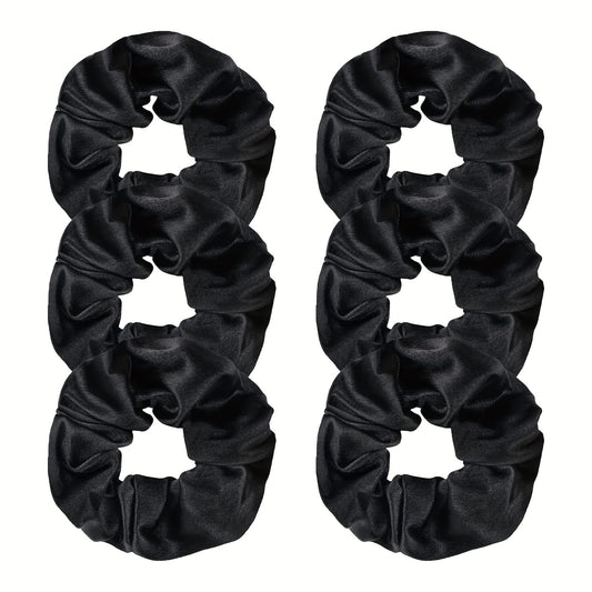 6pcs Large Satin Scrunchie Hair Tie Solid Silk Hair Rope Female Hair Accessories