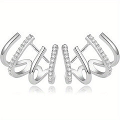 18K Plated Claws Stud Earrings Crystal AAA CZ Modern Accessories
