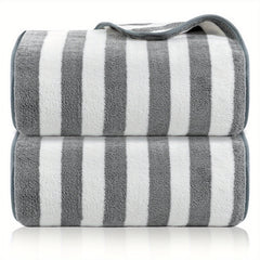 Striped Pattern Microfiber Bath Sheet Soft Absorbent Towel