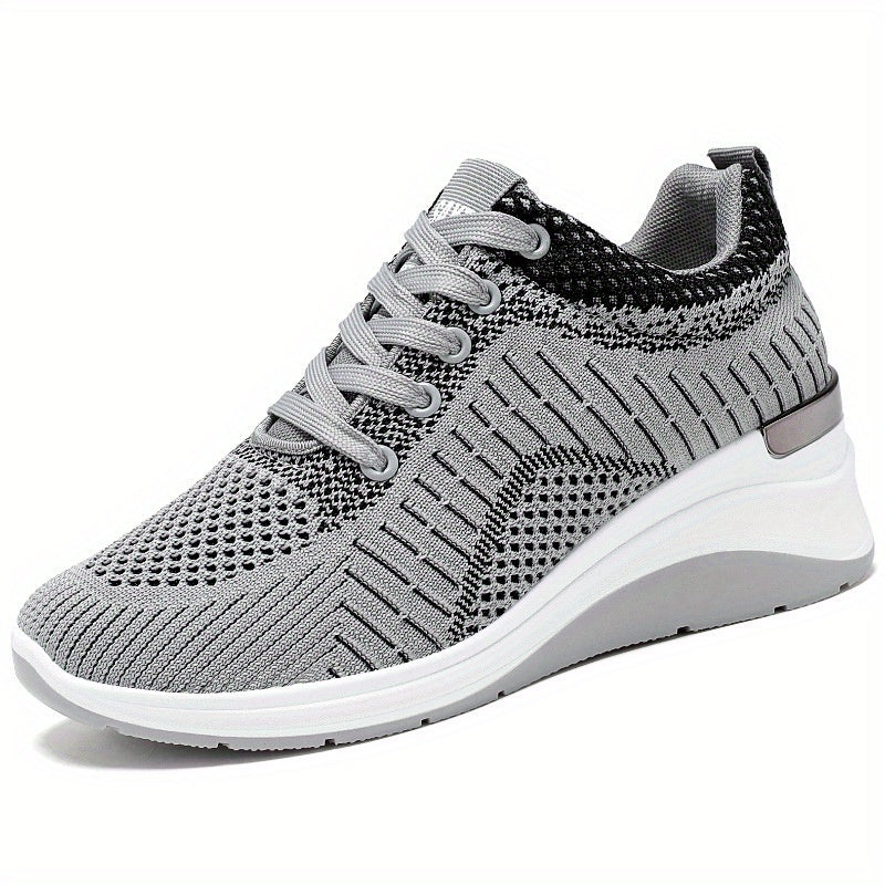 Women's Chunky Knit Sneakers Breathable Lace Up Sports Shoes
