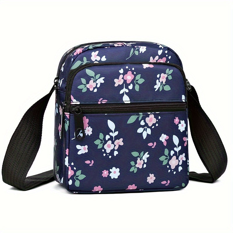 Women's Floral Print Messenger Bag Lightweight Nylon Crossbody Sling