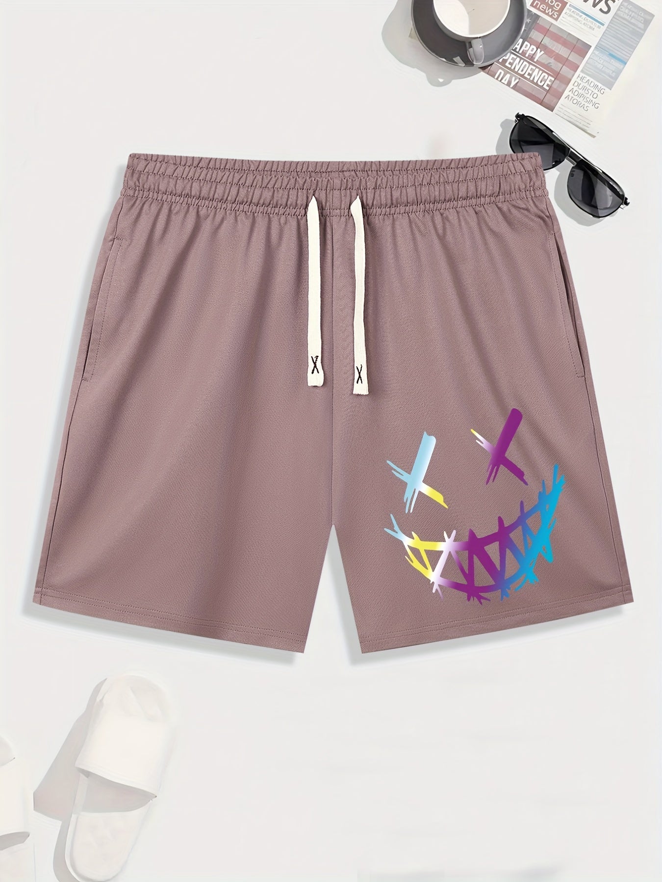 Men's Graphic Print Drawstring Stretchy Short Pants