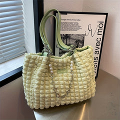 Pleated Bubbles Pearl Tote Bag Nylon Lightweight Shoulder Bag