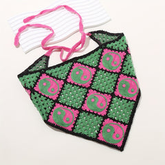 Hollow Crochet Triangular Scarf Floral Weaving Headband for Women