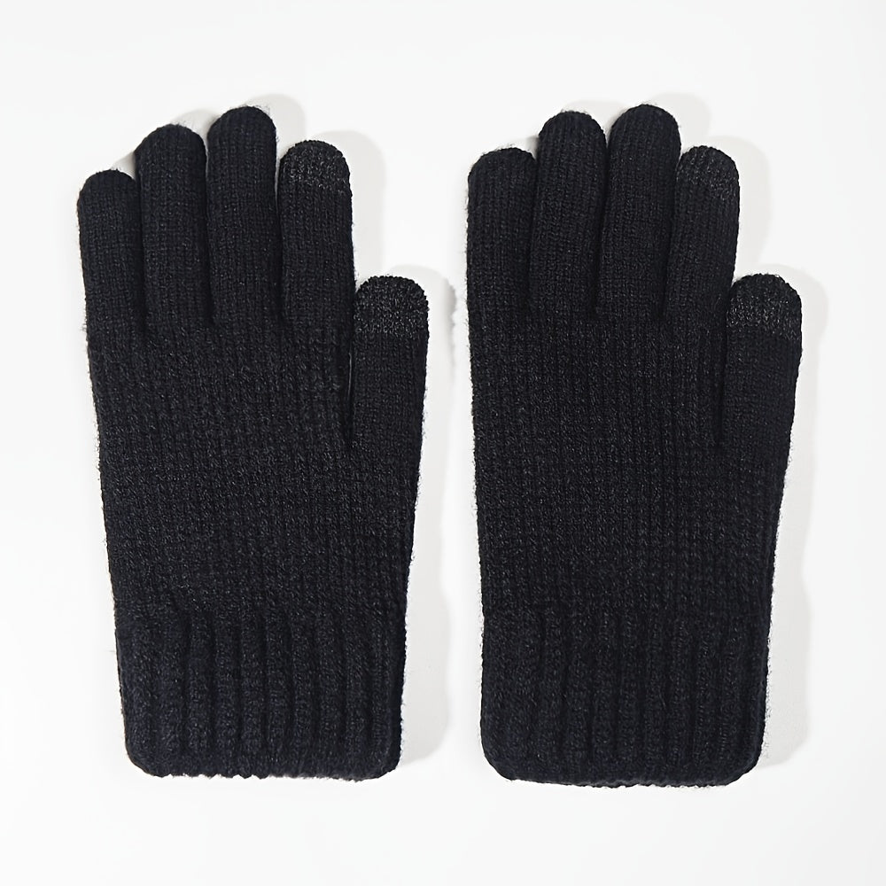 Winter Velvet Touch Screen Gloves  Thickened Casual Knitted Warm Gloves