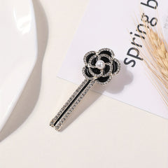 Camellia Decor Rhinestone Hair Clip for Women