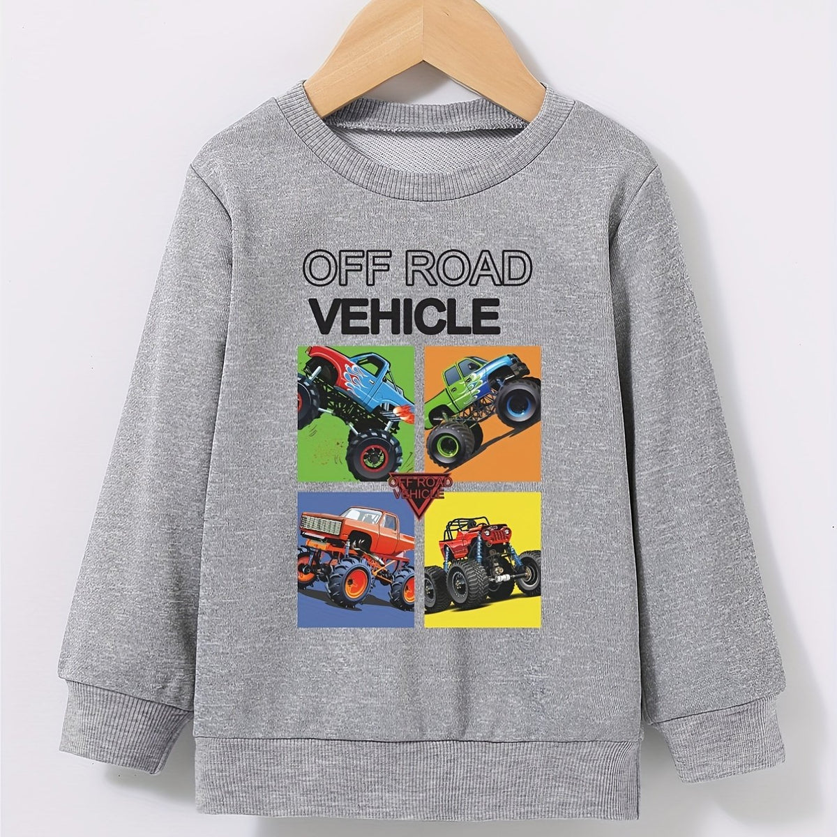 Boys Off-Road Vehicles Print Pullover Sweatshirt