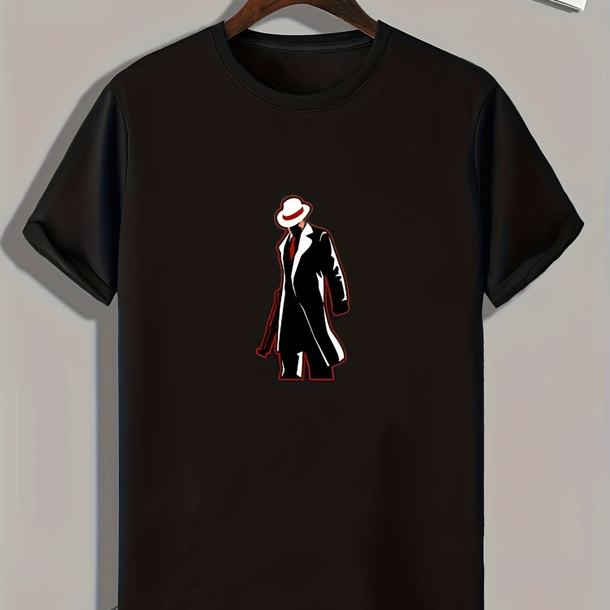 Mysterious Man Print Men's Graphic T-shirt for Summer