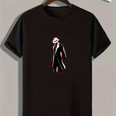 Mysterious Man Print Men's Graphic T-shirt for Summer