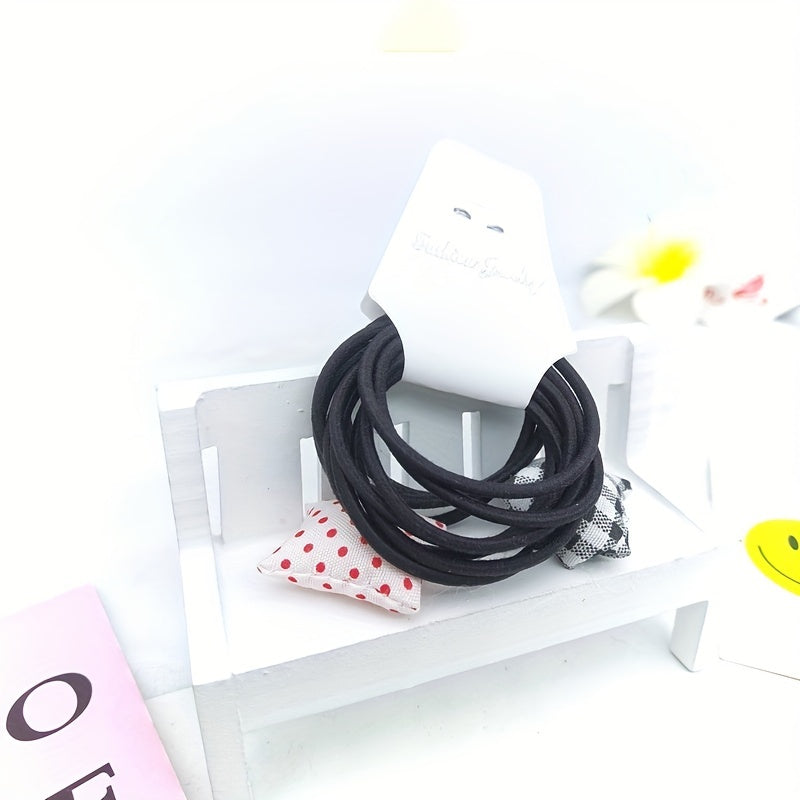 10pcs Plaid Star Decor Hair Tie Elastic Ponytail Holder Hair Accessories