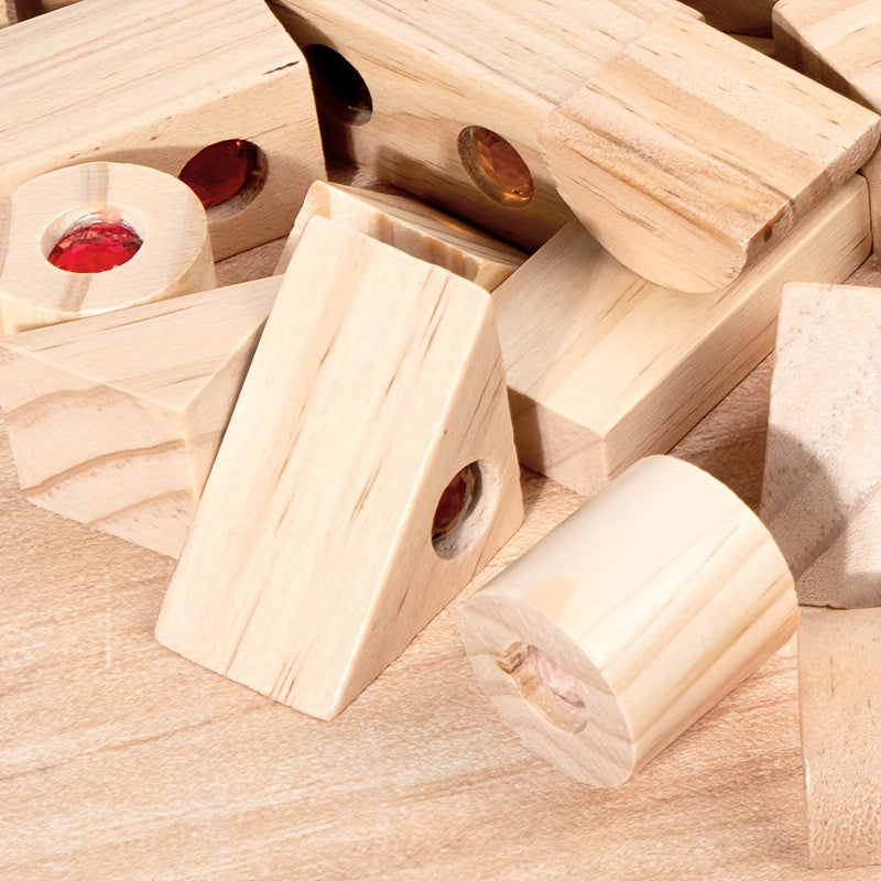 Wooden Gemstone Building Blocks Educational Puzzle Toys