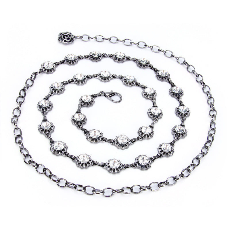 Women's Rhinestone Body Chain Belt Dress Skirt Accessory