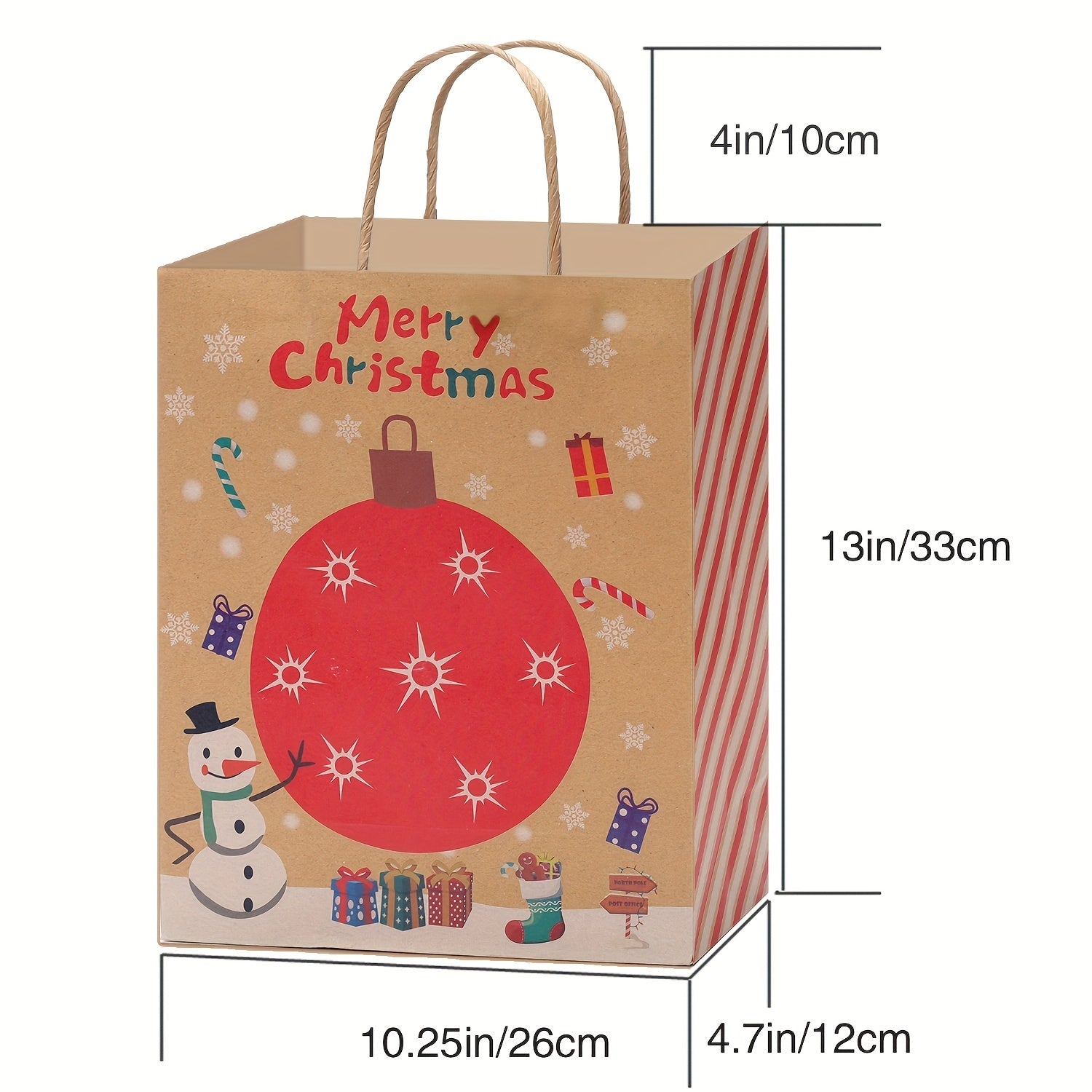 Christmas Gift Bag Set Large Medium Small 8 Paper Wrappers 8 Ribbon Bows