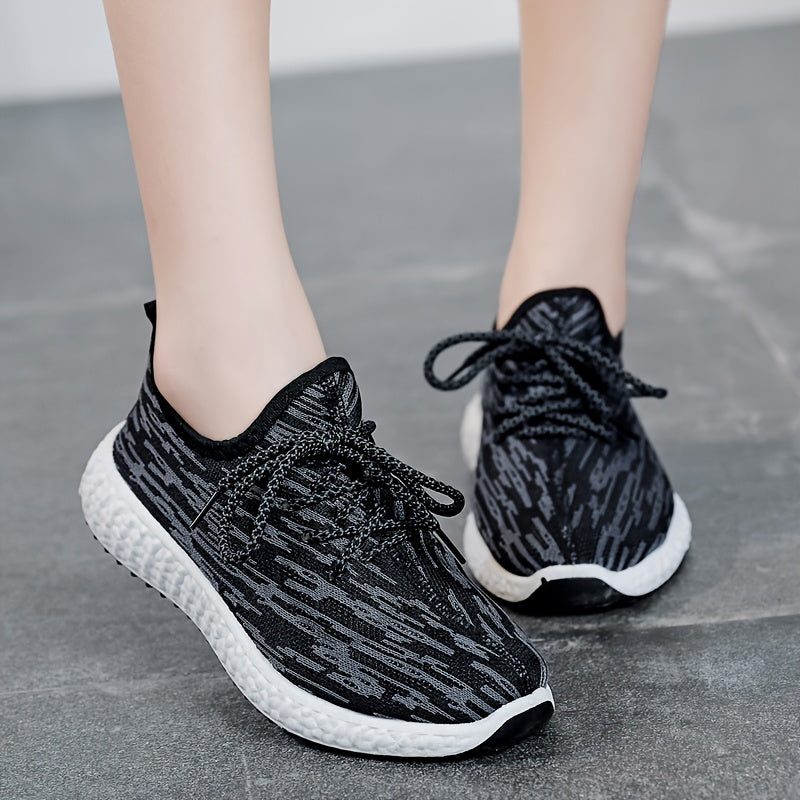 Women's Knitted Road Running Shoes Lightweight & Breathable Lace Up Sports Shoes