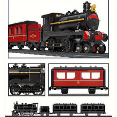1106pcs Steam Train Building Blocks Model & Red Carriage Set