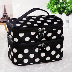 Double Layer Dot Pattern Makeup Bag for Women