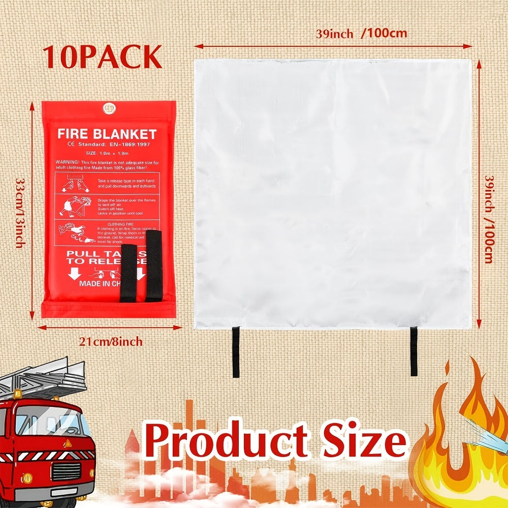 5pc Fire Blankets w/ Hooks & Gloves - High Heat Resistant Flame Retardant