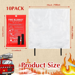 5pc Fire Blankets w/ Hooks & Gloves - High Heat Resistant Flame Retardant