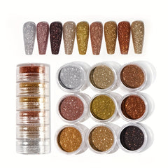 6 Boxes Holographic Nail Glitter Set