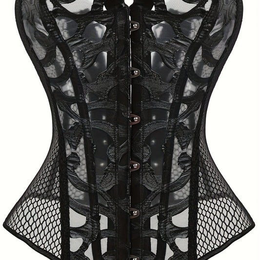 Mesh Strapless Corset Bustier Tummy Control Lace Up Body Shaper