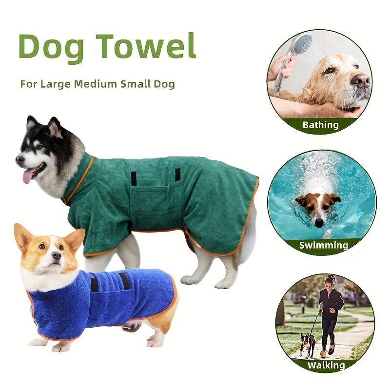 High Absorbent Dog Bath Towel Quick Dry Plush Dog Bath Robe Warm Soft Pet Bath