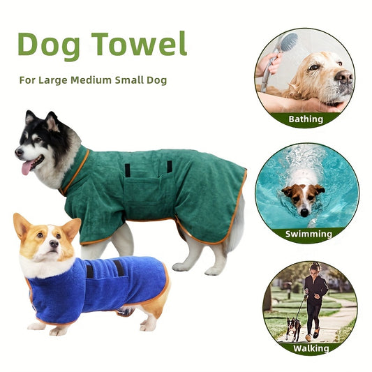 High Absorbent Dog Bath Towel Quick Dry Plush Dog Bath Robe Warm Soft Pet Bath