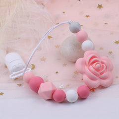 Rose Flower Pacifier Chain for Baby Teething & Anti Lost Strap