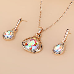 Water Drop Pendant Necklace & Earrings Set for Women/Girls