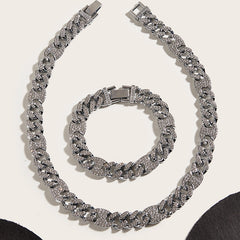 Men's 3 to 1 Oval Necklace and Bracelet Set