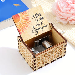 Hand Cranked Wooden Music Box Classic Ornament for DIY Arts and Crafts Gift