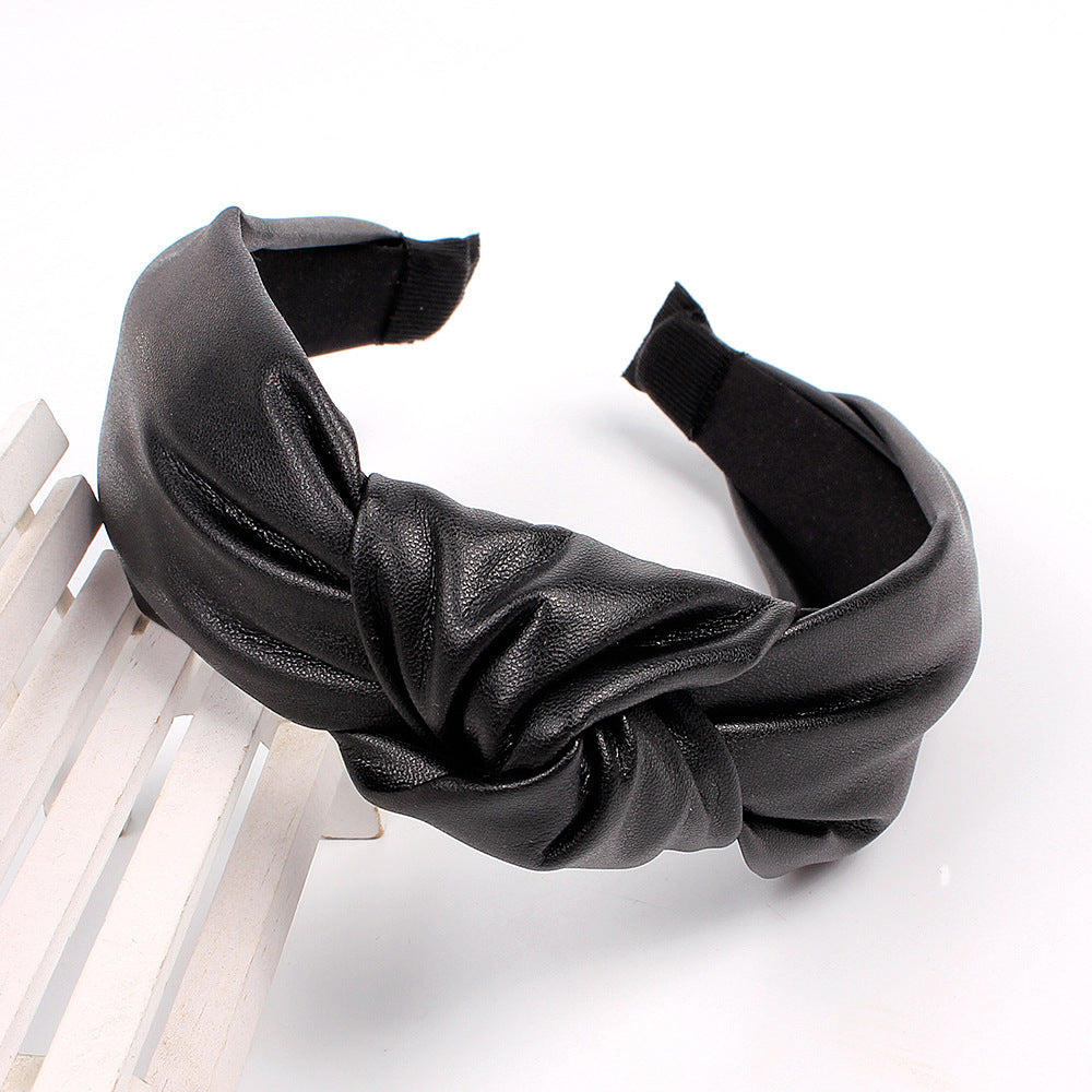 Cross Knotted Headband PU Leather Hair Loop Women's Hair Accessories