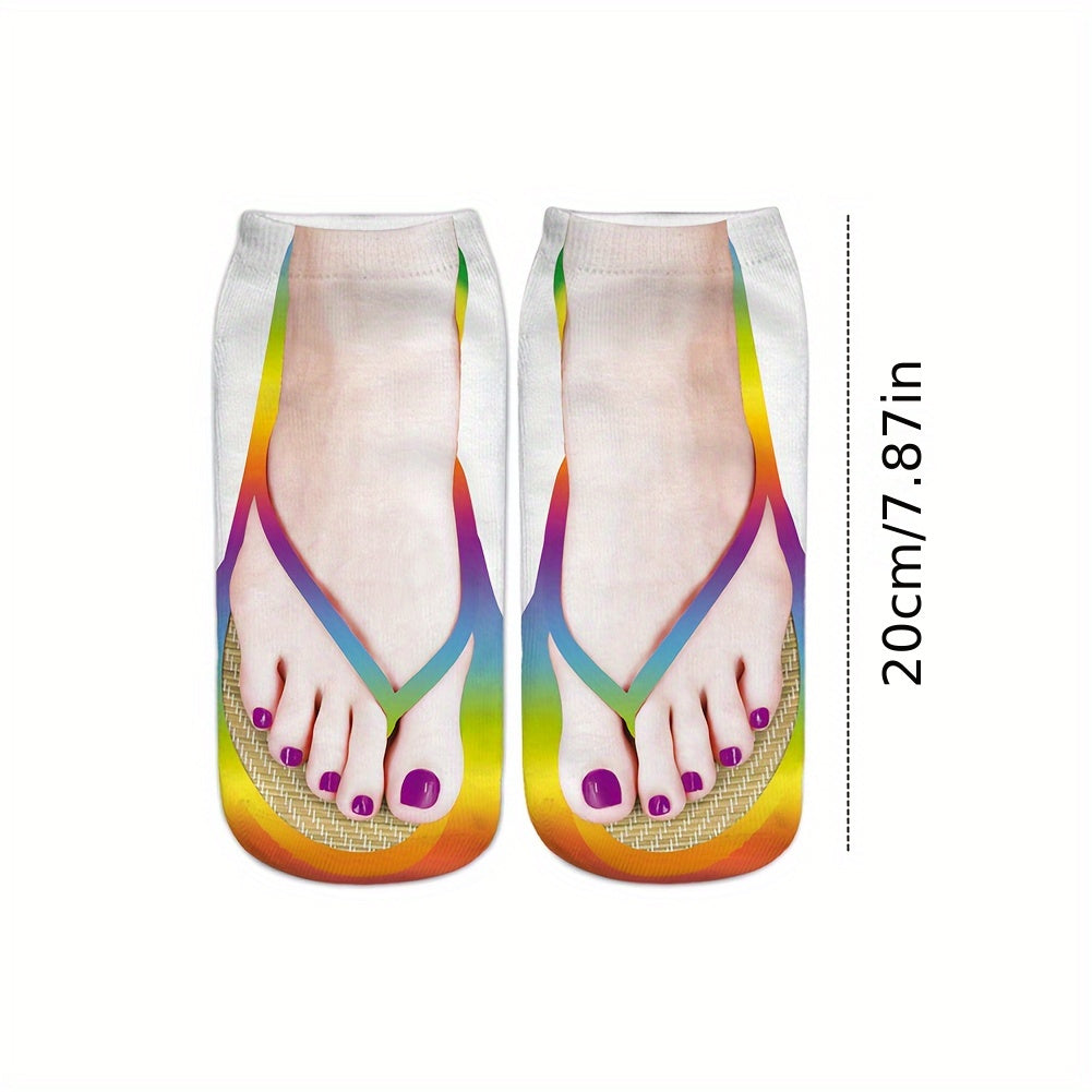 3D Printing Fun Socks Flip flops Shoes Nail Print Casual Socks