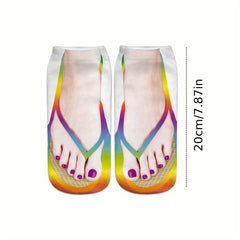 3D Printing Fun Socks Flip flops Shoes Nail Print Casual Socks