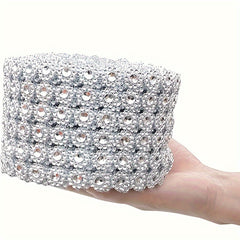Silvery Mesh Ribbon Wrap Sunflower Crystal Rhinestone Sparkle Ribbon