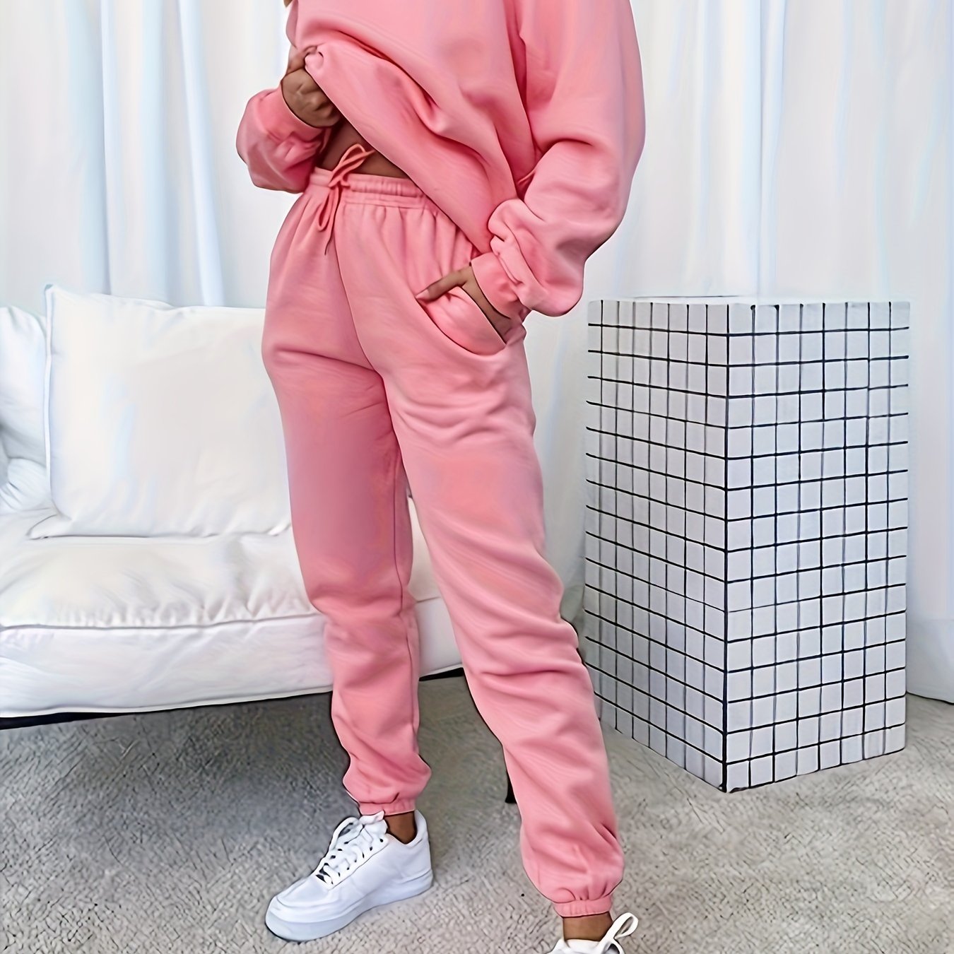  Solid Long Sleeve Top & Joggers Set