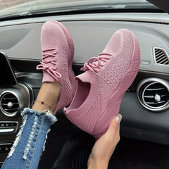 Women's Lightweight Mesh Sneakers Low Top Lace Up Casual Shoes