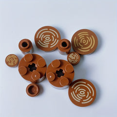 60pc Brown Tree Stump Building Blocks Set Wood Grain Pattern 2x2 Round MOC Bric