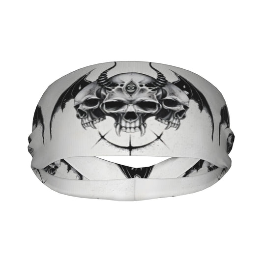 Goth Skull & Bat Headband for Yoga Gym Running Halloween Themed Accessories
