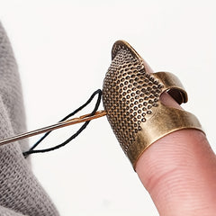 2pcs Adjustable Retro Finger Thimble, Ancient Copper Thimble