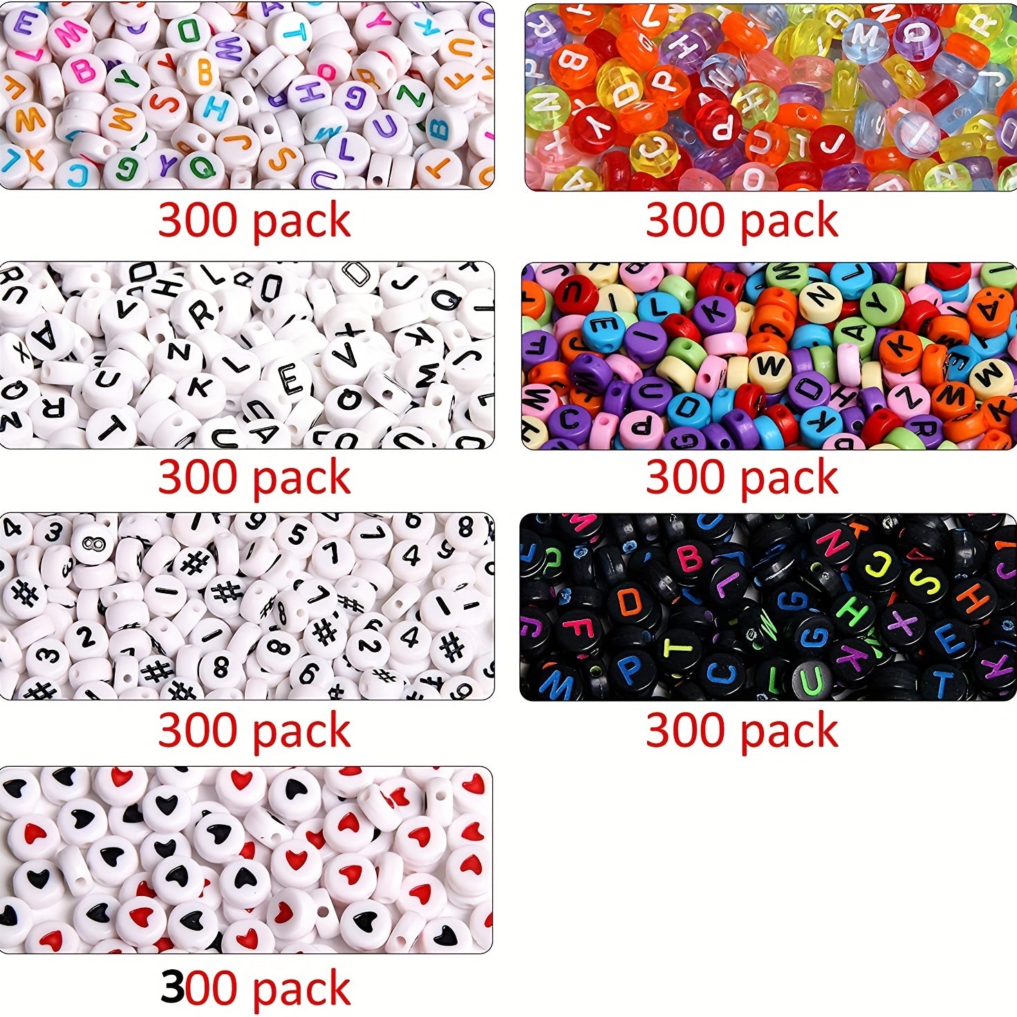 300pcs Round Letter Beads Acrylic Alphabet Number Beads For DIY Jewelry Making