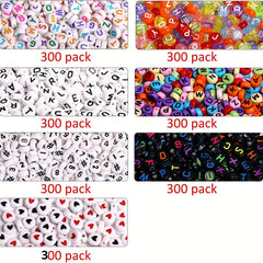 300pcs Round Letter Beads Acrylic Alphabet Number Beads For DIY Jewelry Making