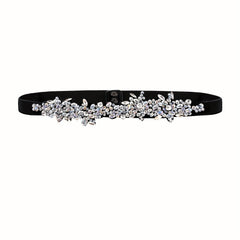 Vintage Crystal Girdle Rhinestone Elastic Belt Waistband for Women