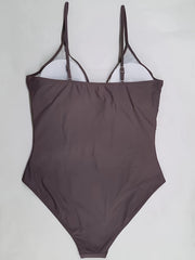  Sexy One Piece Swimsuit Ruched V Neck Tummy Control Bathing Suit