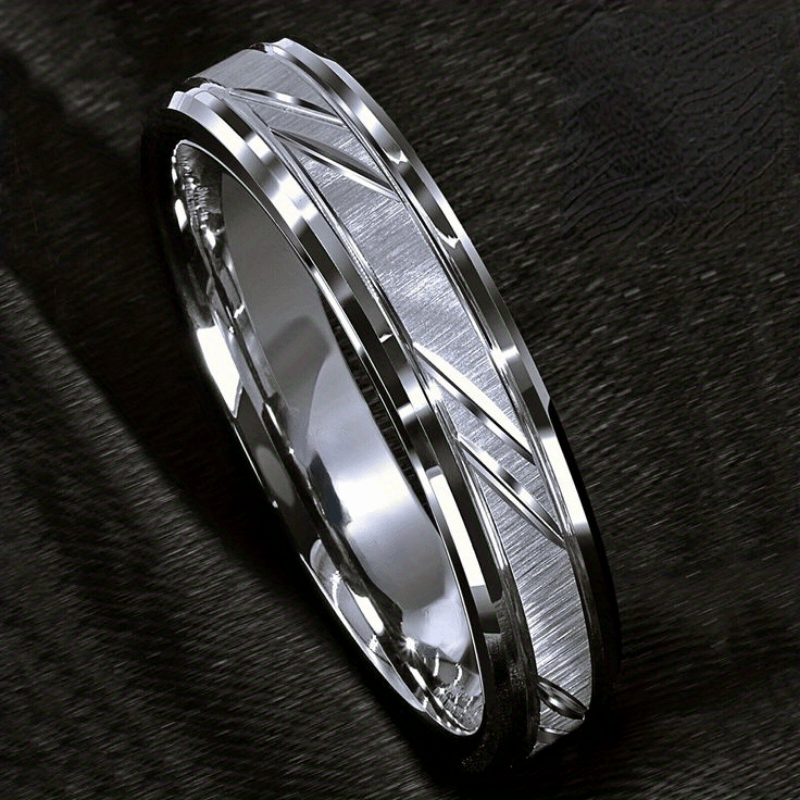 6 8MM Stainless Steel Couple Ring for Proposal Engagement Wedding Band