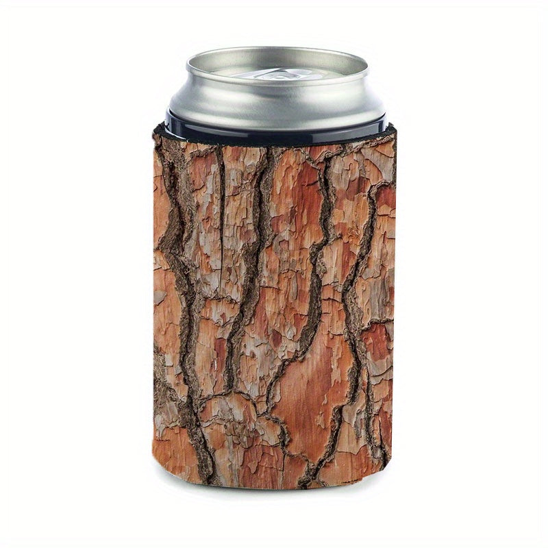 Tree Bark Texture Print Neoprene Can Cooler Lid Insulated 12oz Standard Can
