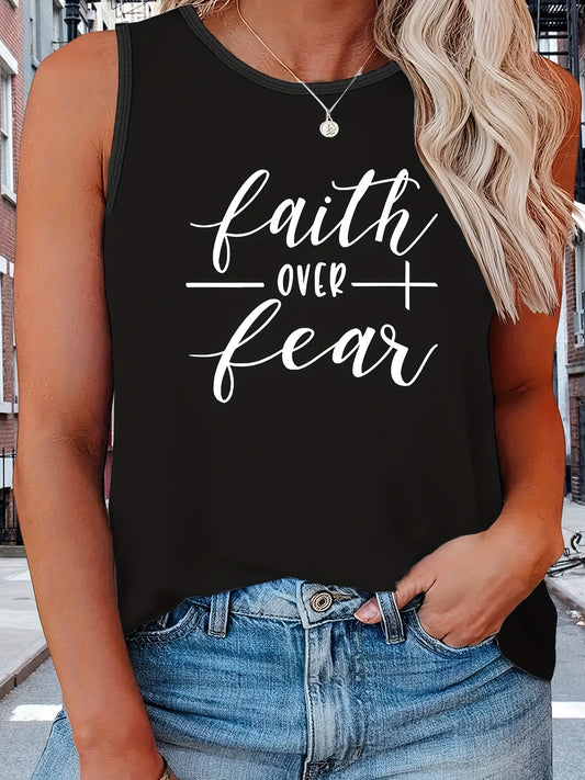 Art Letter Print Tank Top Women's Plus