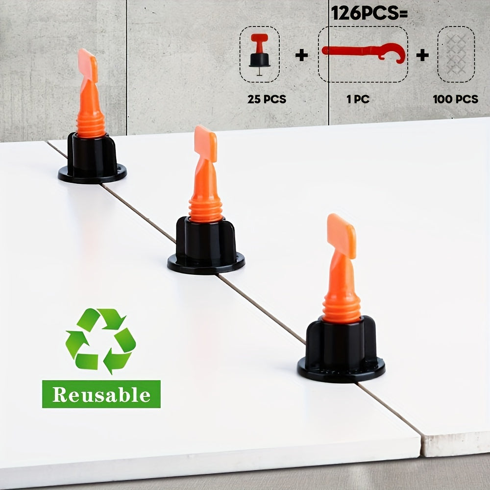 126pcs Tile Leveling Wedges Spacers Level Locator Systems