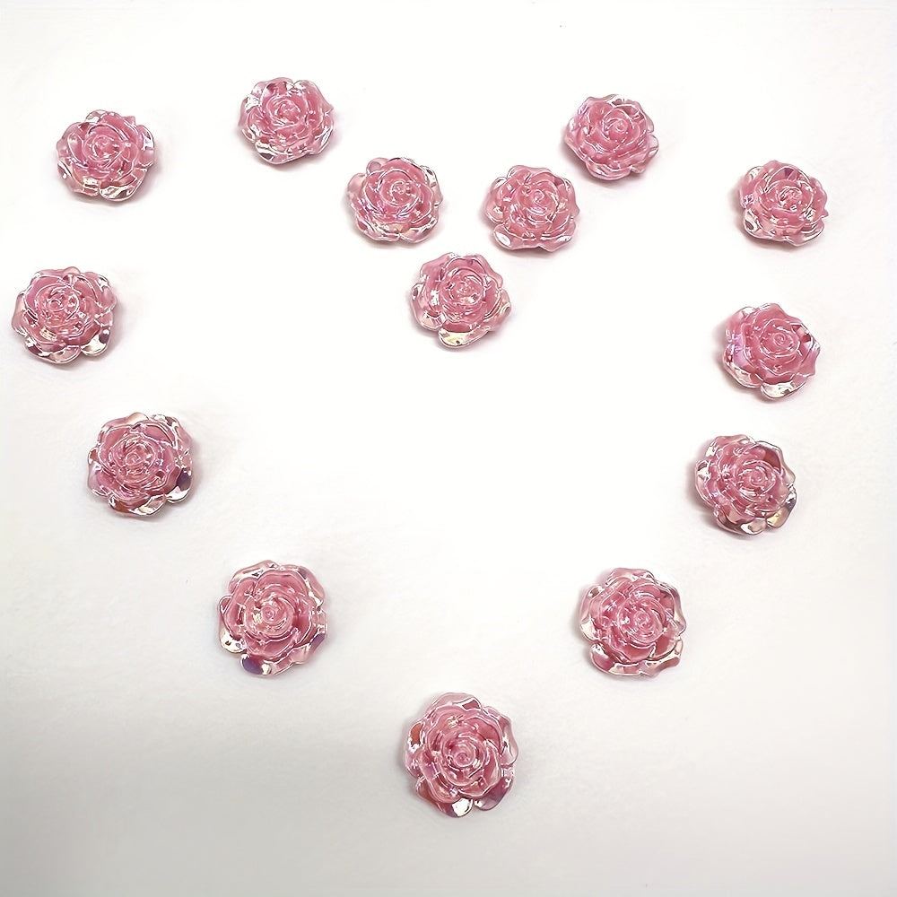 15pcs 19mm AB Flat Bottom Acrylic Letterpress Rose Beads DIY Accessories