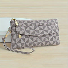 Geometric Print Clutch Bag Faux Leather Square Purse Women's Handbag